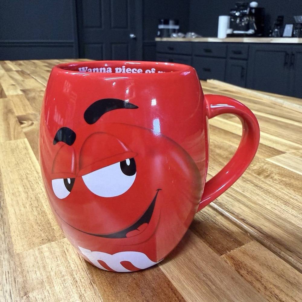 M&M's World Red Character Mug Wanna Piece Of Me Oversized Ceramic Coffee Cup